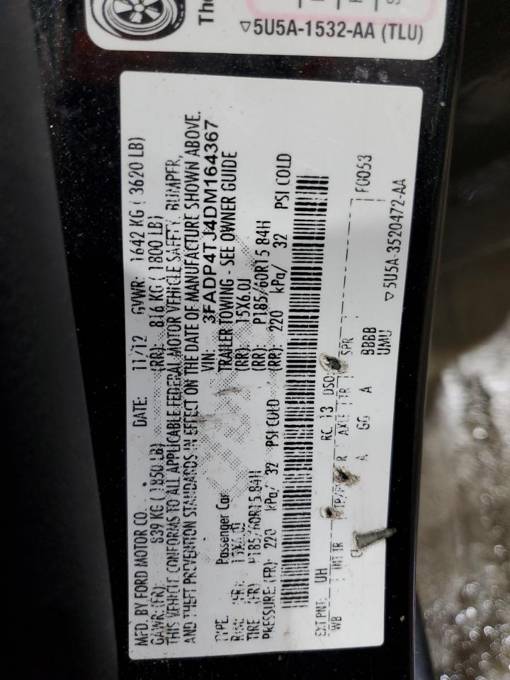 2013 Ford Fiesta S VIN: 3FADP4TJ4DM164367 Lot: 70775175