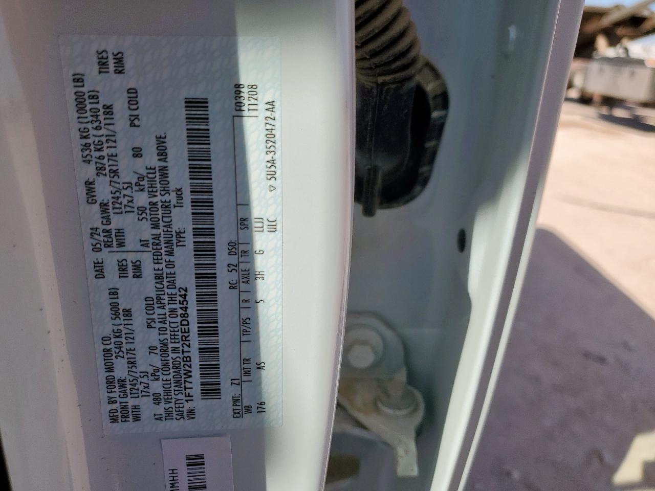 2024 Ford F250 Super Duty VIN: 1FT7W2BT2RED84542 Lot: 84033515