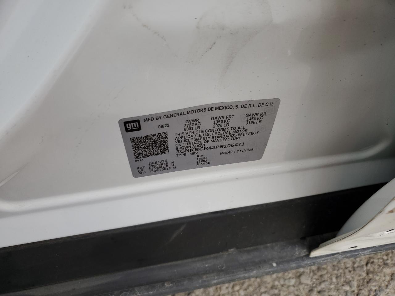 2023 Chevrolet Blazer 2Lt VIN: 3GNKBCR42PS106471 Lot: 84020415