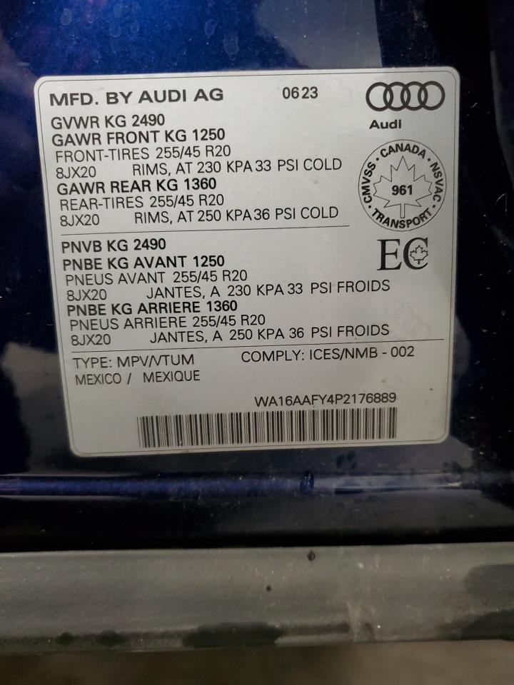 2023 Audi Q5 Sportback Prestige 45 VIN: WA16AAFY4P2176889 Lot: 82091845
