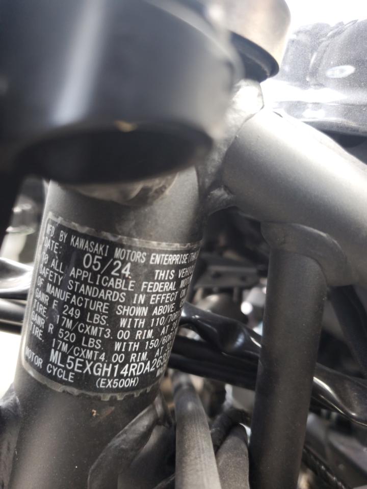 2024 Kawasaki Ex500 H VIN: ML5EXGH14RDA26322 Lot: 81038445