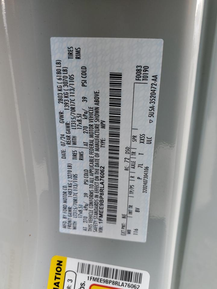 2024 Ford Bronco Badlands VIN: 1FMEE9BP8RLA76062 Lot: 81607305