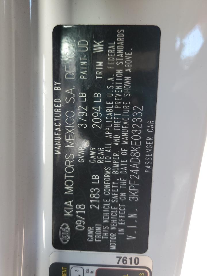 2019 Kia Forte Fe VIN: 3KPF24AD8KE032332 Lot: 81741615