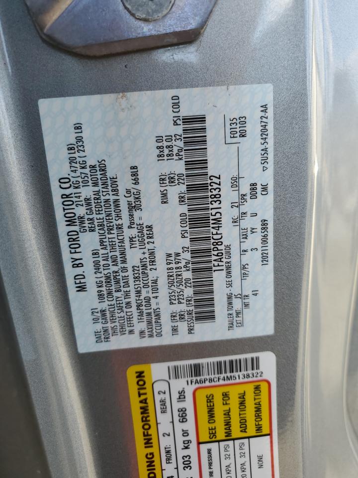 2021 Ford Mustang Gt VIN: 1FA6P8CF4M5138322 Lot: 80683095