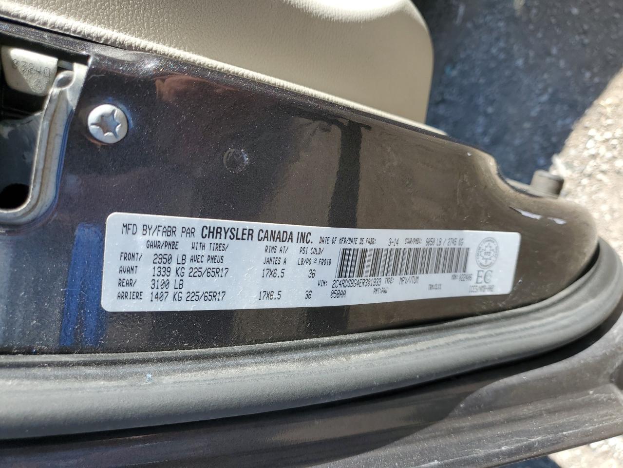 2014 Dodge Grand Caravan Se VIN: 2C4RDGBG4ER301933 Lot: 70997645