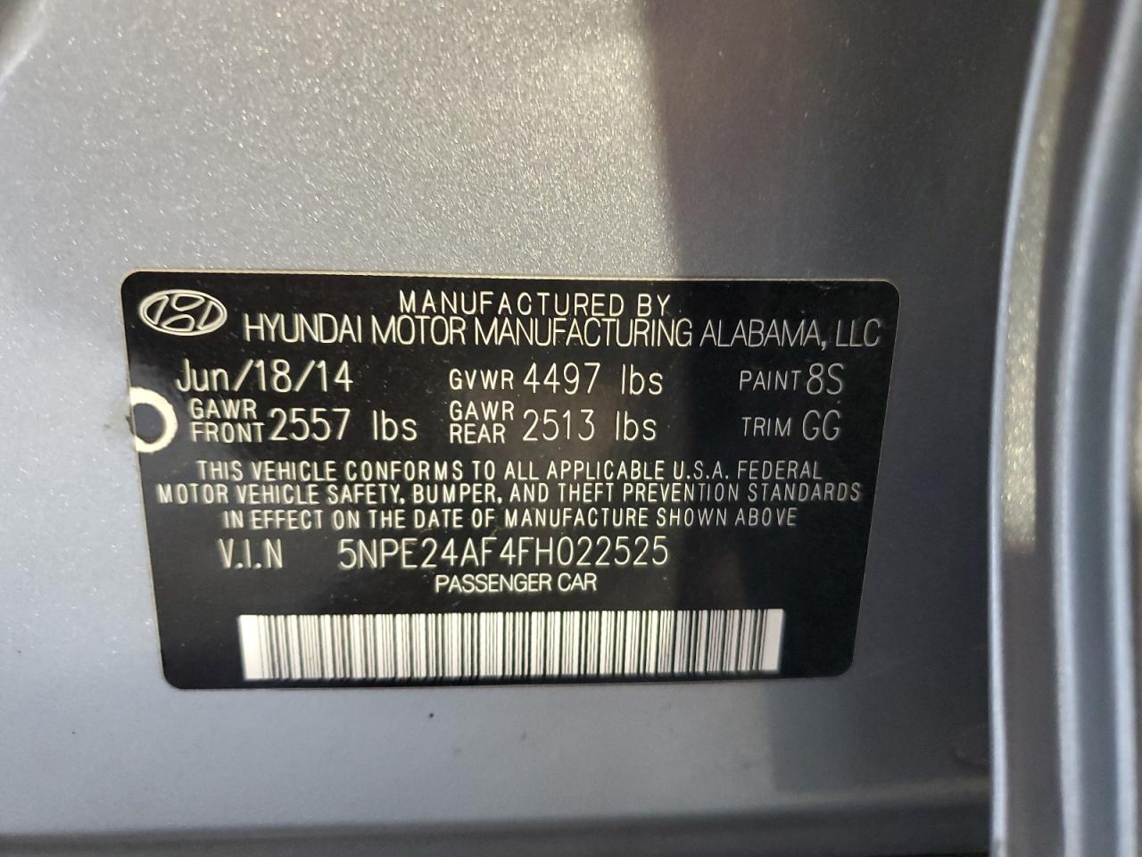 2015 Hyundai Sonata Se VIN: 5NPE24AF4FH022525 Lot: 81659455