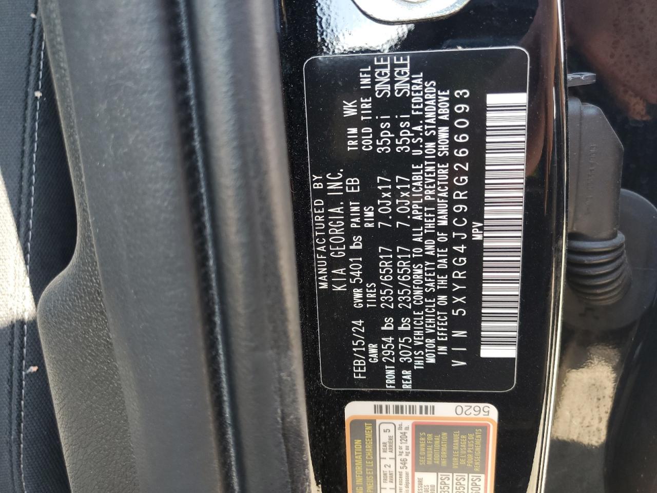 2024 Kia Sorento Lx VIN: 5XYRG4JC9RG266093 Lot: 80208825