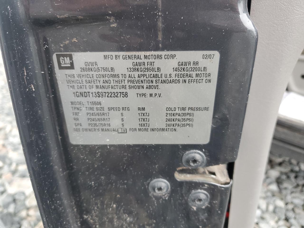 2007 Chevrolet Trailblazer Ls VIN: 1GNDT13S972232758 Lot: 86629295