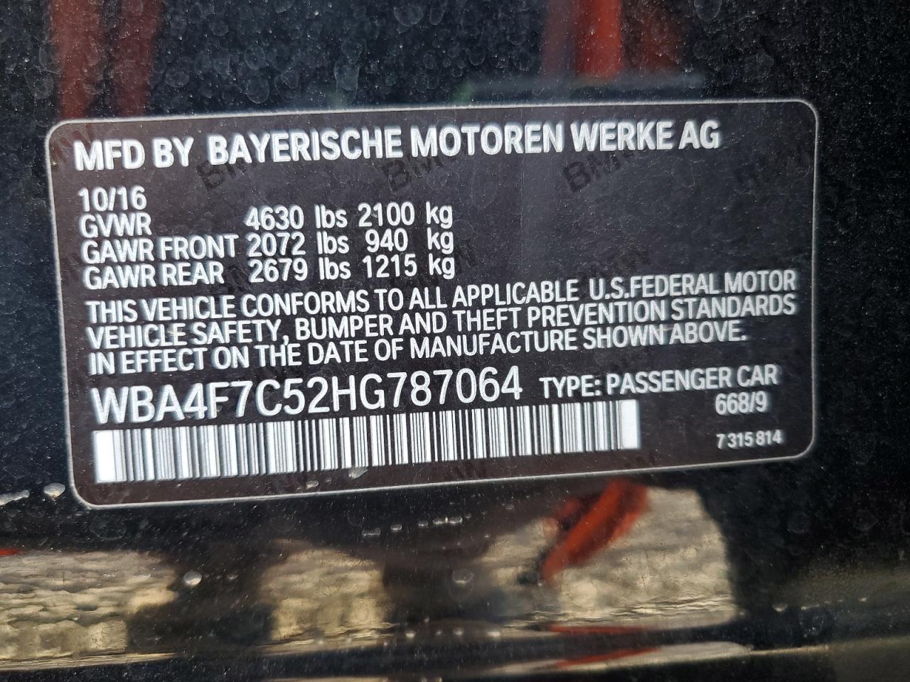 2017 BMW 430I Gran Coupe VIN: WBA4F7C52HG787064 Lot: 80679245