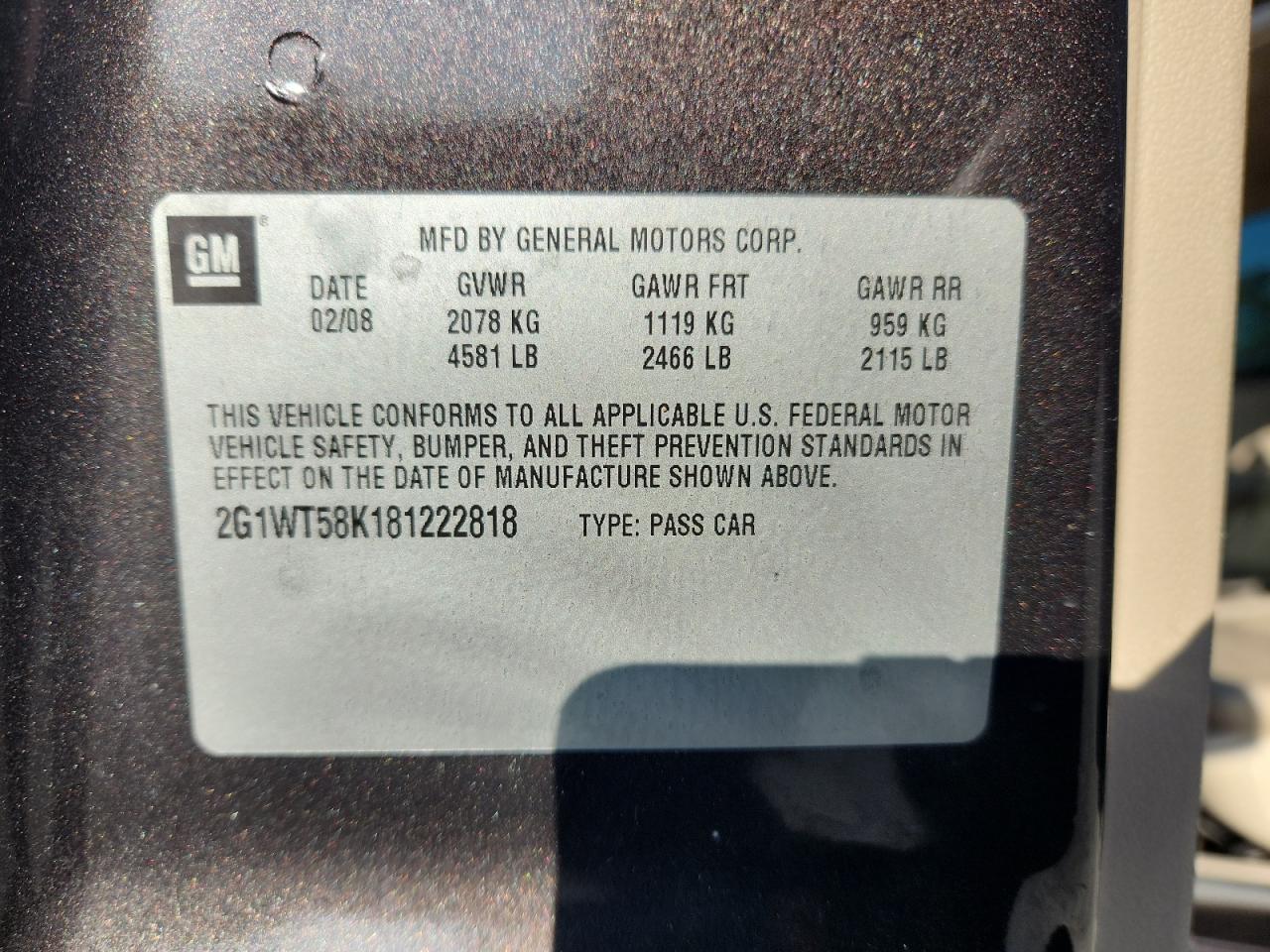 2008 Chevrolet Impala Lt VIN: 2G1WT58K181222818 Lot: 71826165