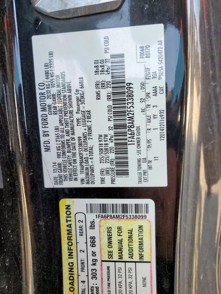 2015 Ford Mustang VIN: 1FA6P8AM2F5338099 Lot: 80368685