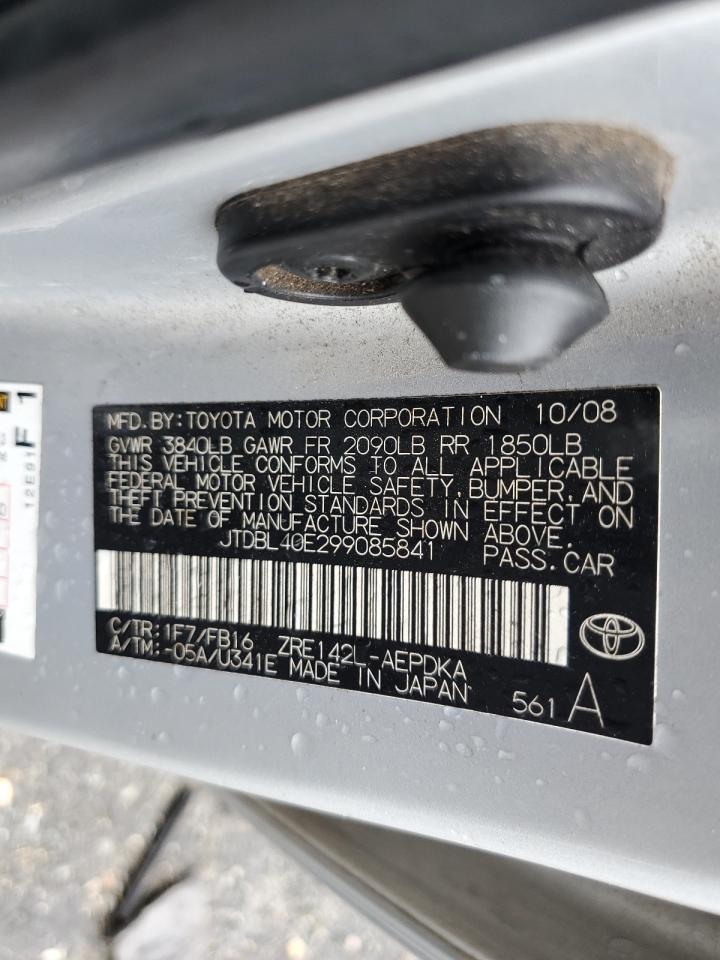 2009 Toyota Corolla Base VIN: JTDBL40E299085841 Lot: 85815845