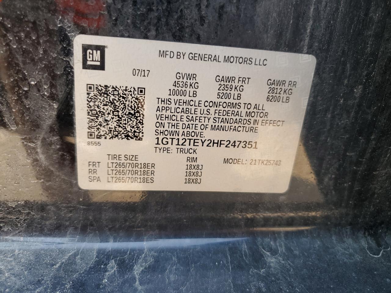 2017 GMC Sierra K2500 Slt VIN: 1GT12TEY2HF247351 Lot: 71914045