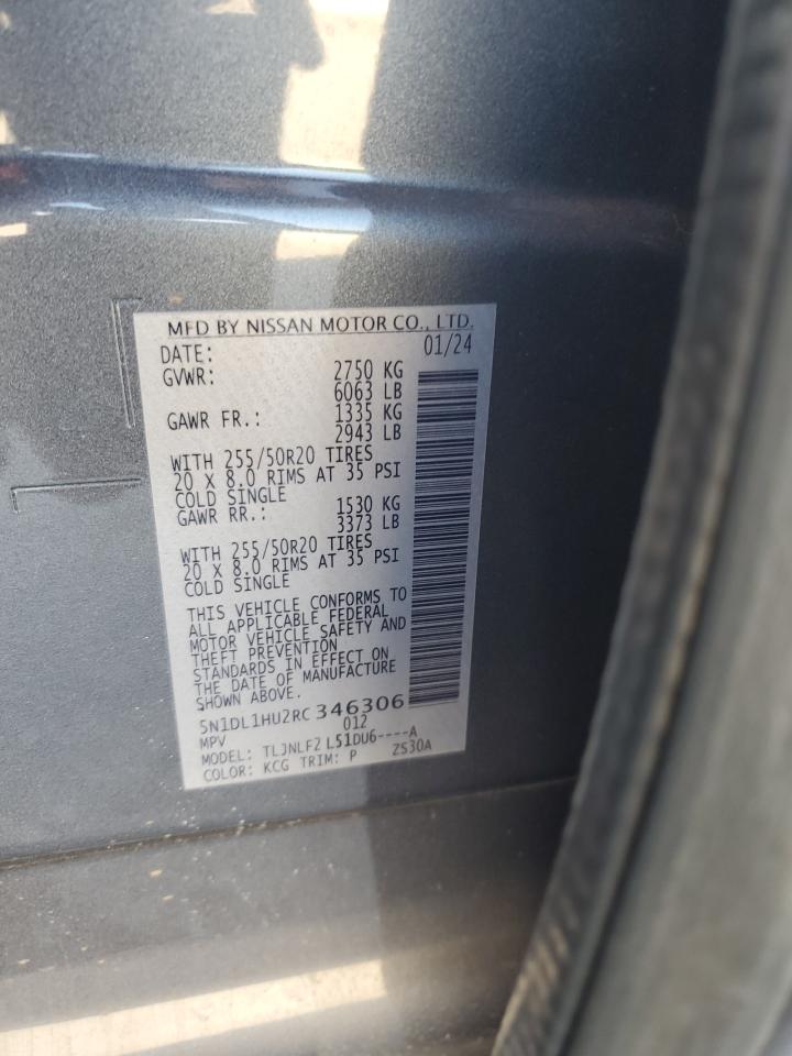 2024 Infiniti Qx60 Autograph VIN: 5N1DL1HU2RC346306 Lot: 84443035