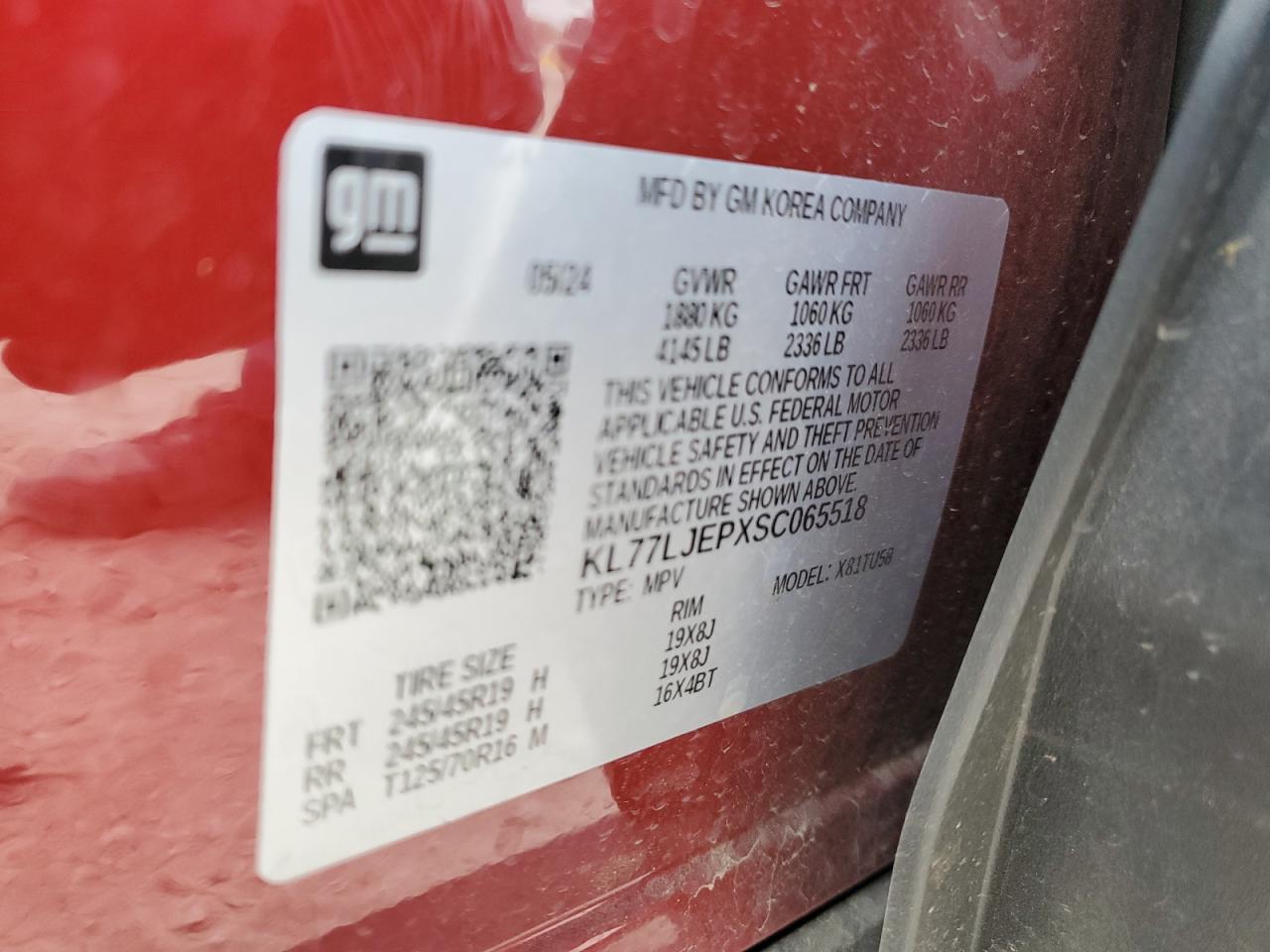 2025 Chevrolet Trax 2Rs VIN: KL77LJEPXSC065518 Lot: 72050035