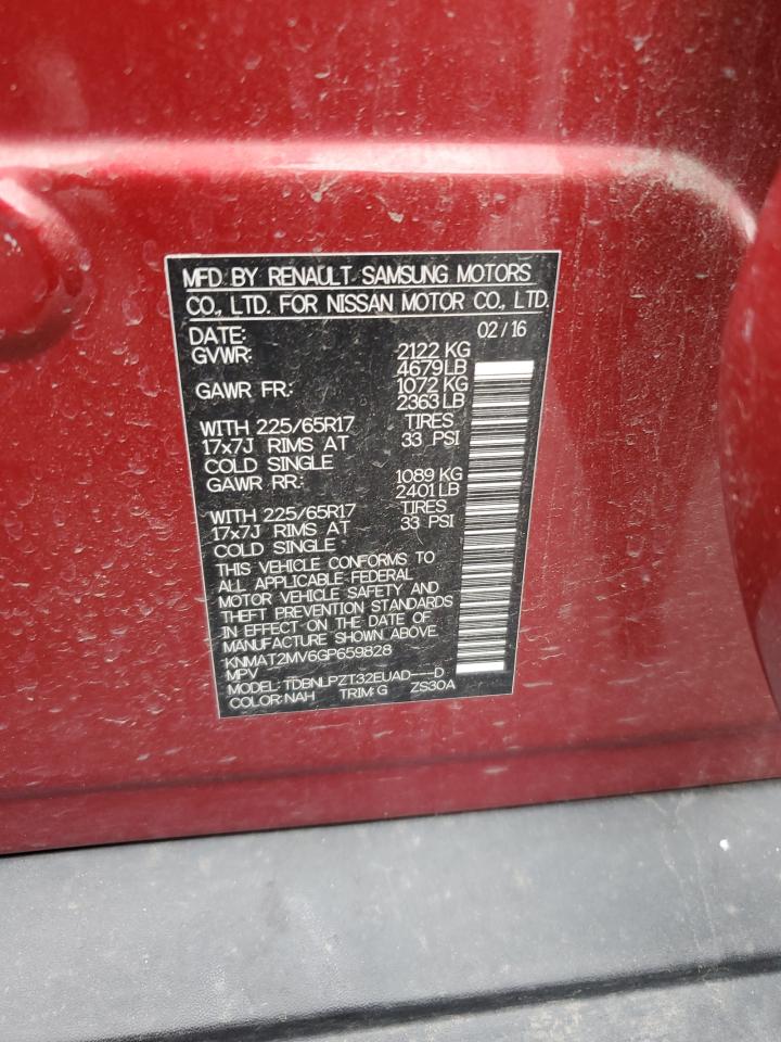 2016 Nissan Rogue S VIN: KNMAT2MV6GP659828 Lot: 81717815