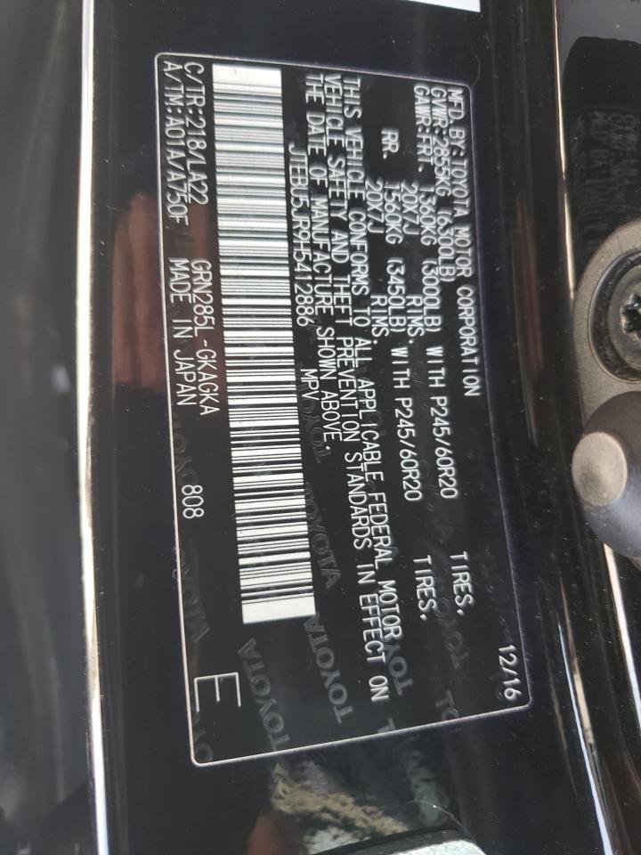 2017 Toyota 4Runner Sr5/Sr5 Premium VIN: JTEBU5JR9H5412886 Lot: 81267485