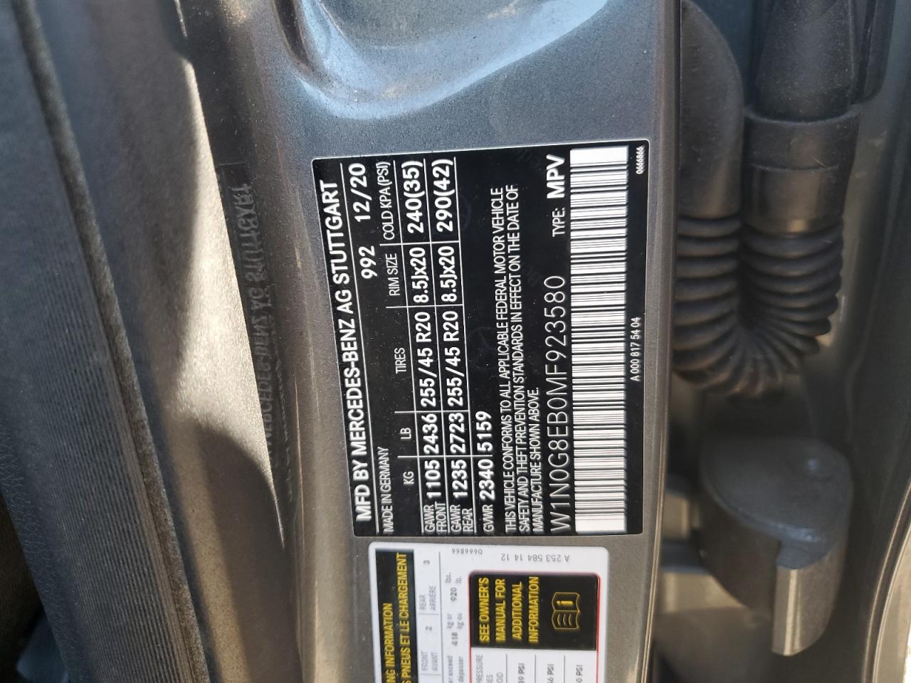 2021 Mercedes-Benz Glc 300 4Matic VIN: W1N0G8EB0MF923580 Lot: 80250785