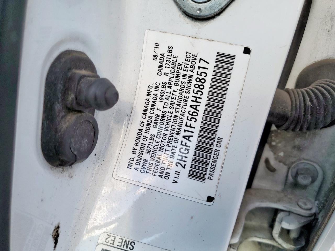 2010 Honda Civic Lx VIN: 2HGFA1F56AH588517 Lot: 81434715