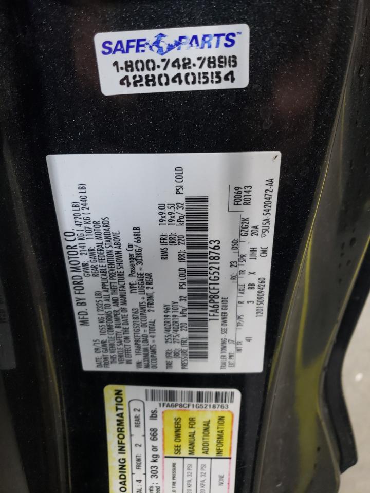 2016 Ford Mustang Gt VIN: 1FA6P8CF1G5218763 Lot: 83852245