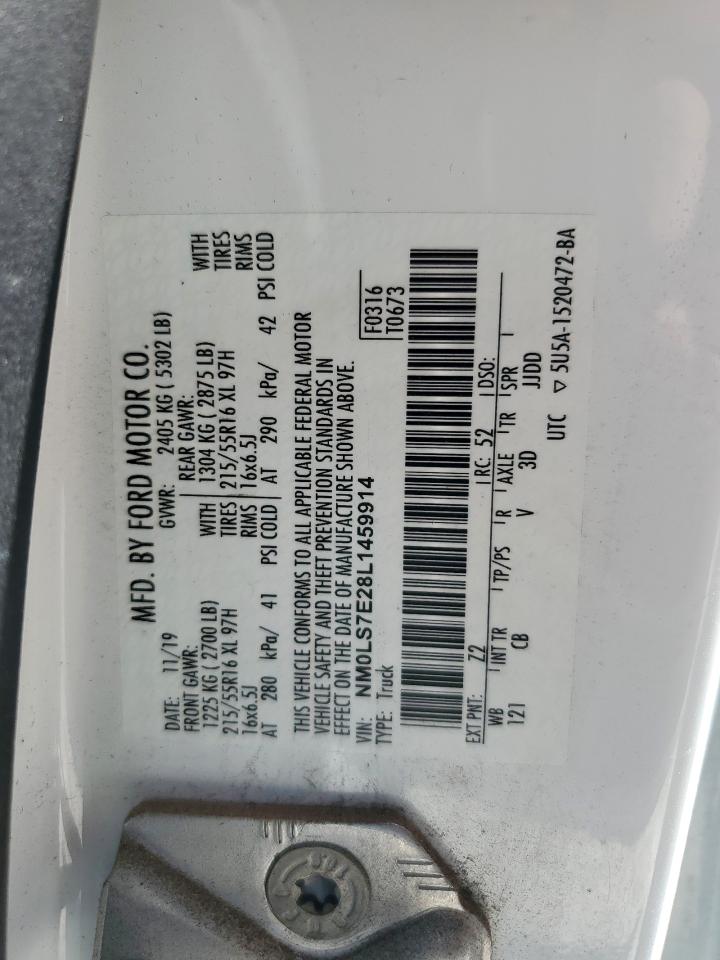 2020 Ford Transit Connect Xl VIN: NM0LS7E28L1459914 Lot: 71176165