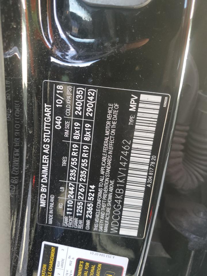 2019 Mercedes-Benz Glc 300 4Matic VIN: WDC0G4KB1KV147462 Lot: 81090865