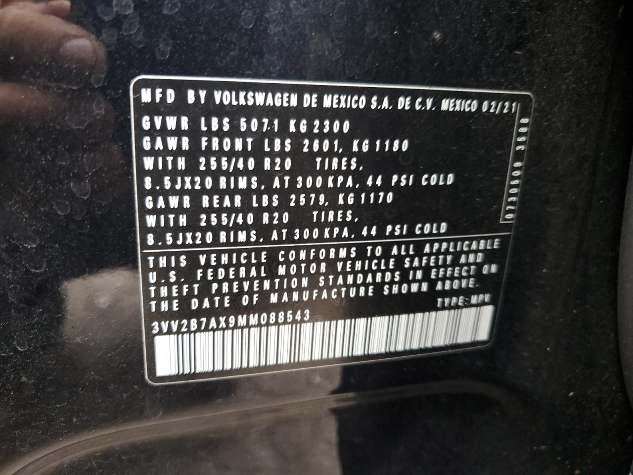 2021 Volkswagen Tiguan Se VIN: 3VV2B7AX9MM088543 Lot: 81762665