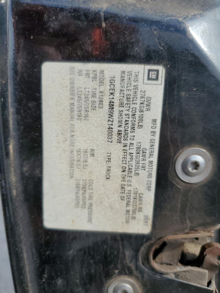 1998 Chevrolet Gmt-400 K1500 VIN: 1GCEK14M9WZ140037 Lot: 80829445