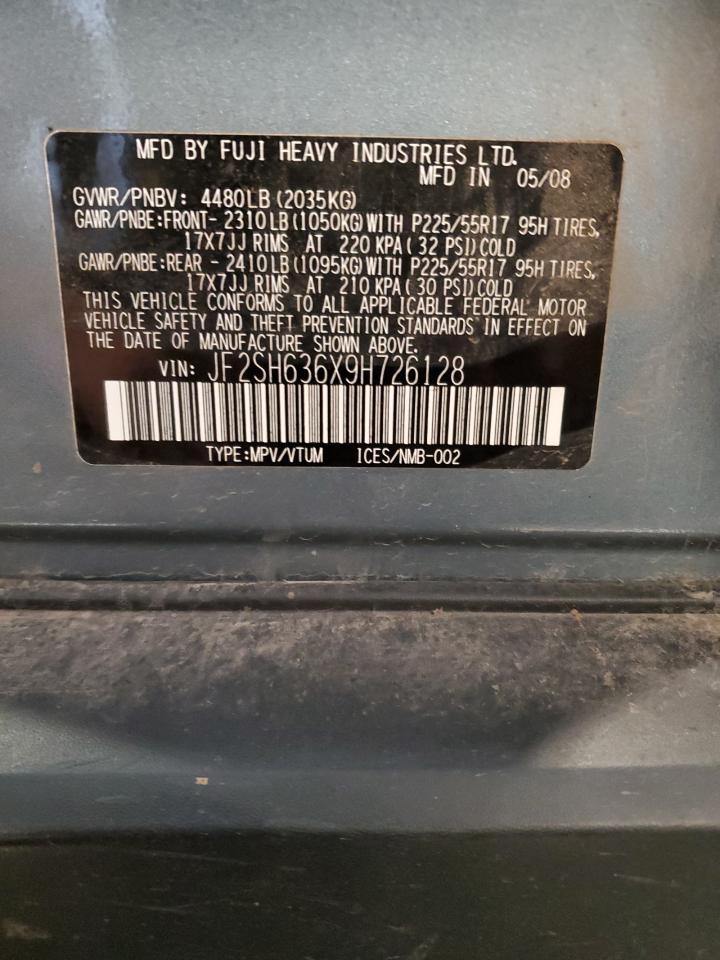 2009 Subaru Forester 2.5X Premium VIN: JF2SH636X9H726128 Lot: 70180475