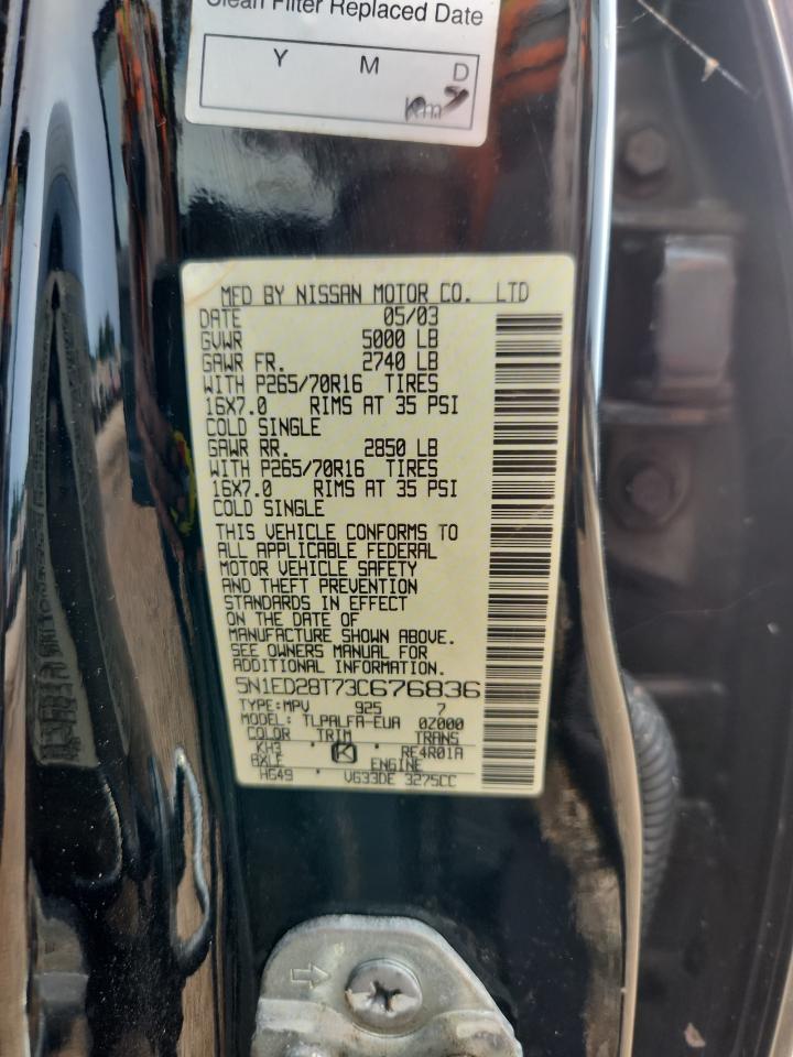 2003 Nissan Xterra Xe VIN: 5N1ED28T73C676836 Lot: 81315975