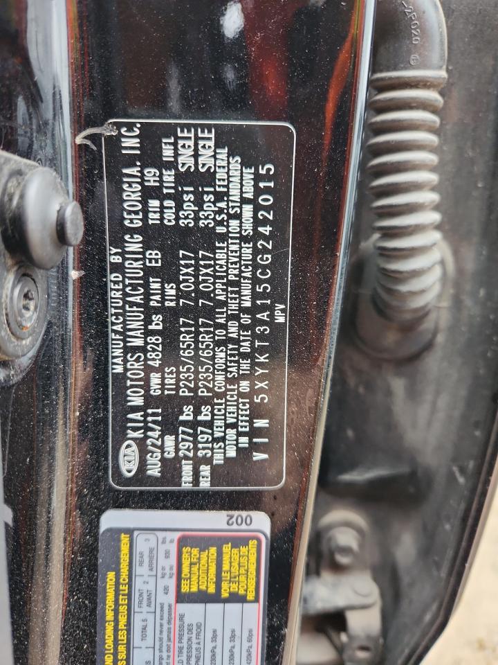 2012 Kia Sorento Base VIN: 5XYKT3A15CG242015 Lot: 81762275