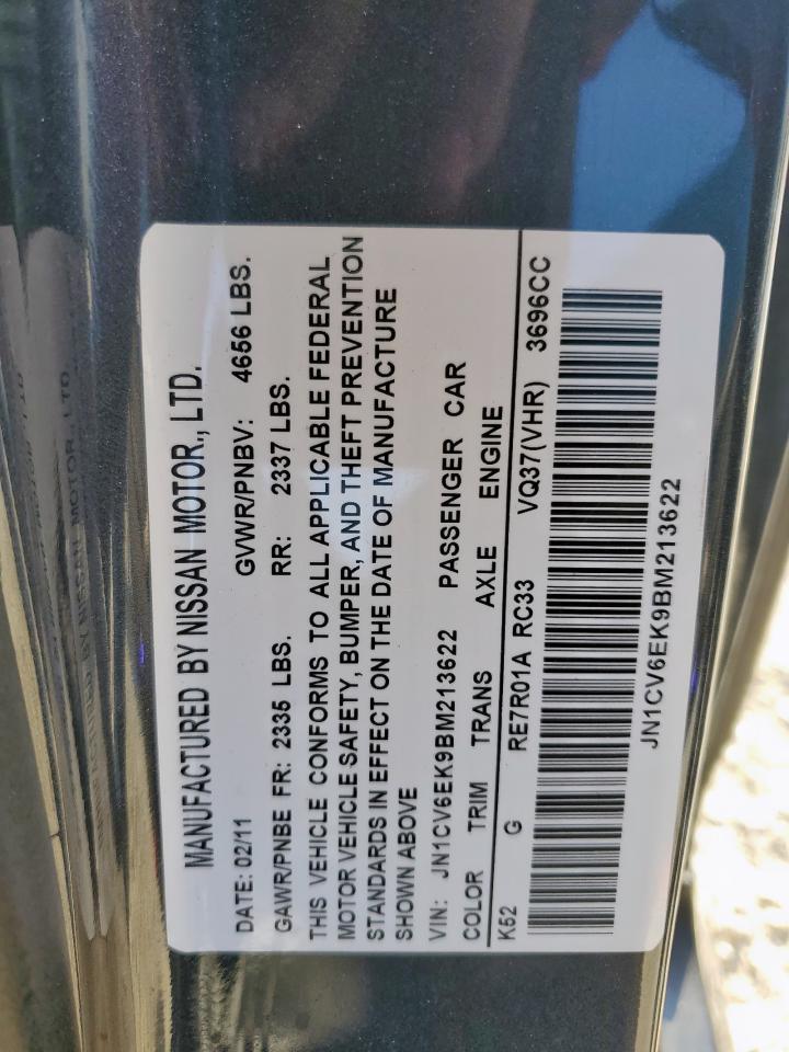 2011 Infiniti G37 Base VIN: JN1CV6EK9BM213622 Lot: 71267765