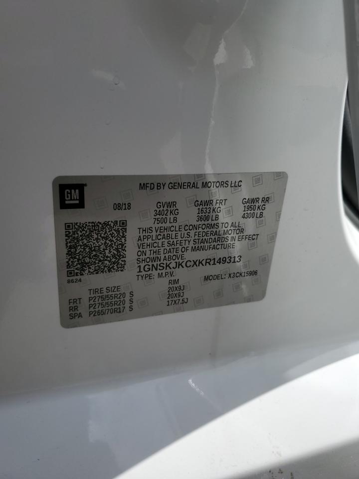2019 Chevrolet Suburban K1500 Premier VIN: 1GNSKJKCXKR149313 Lot: 84795425