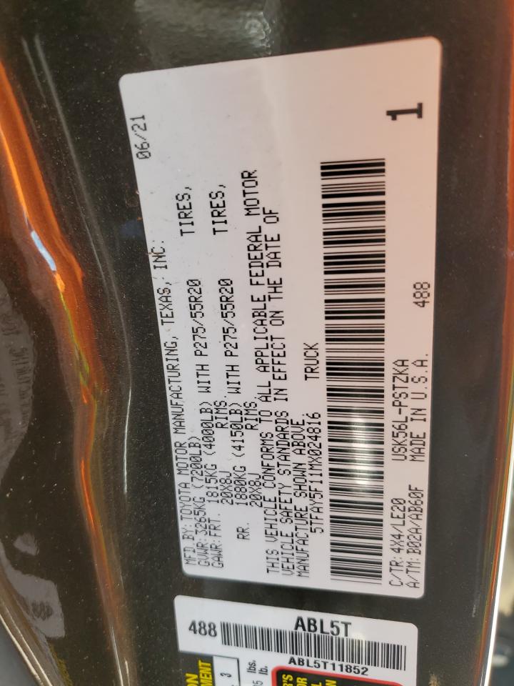 2021 Toyota Tundra Crewmax 1794 VIN: 5TFAY5F11MX024816 Lot: 84467245