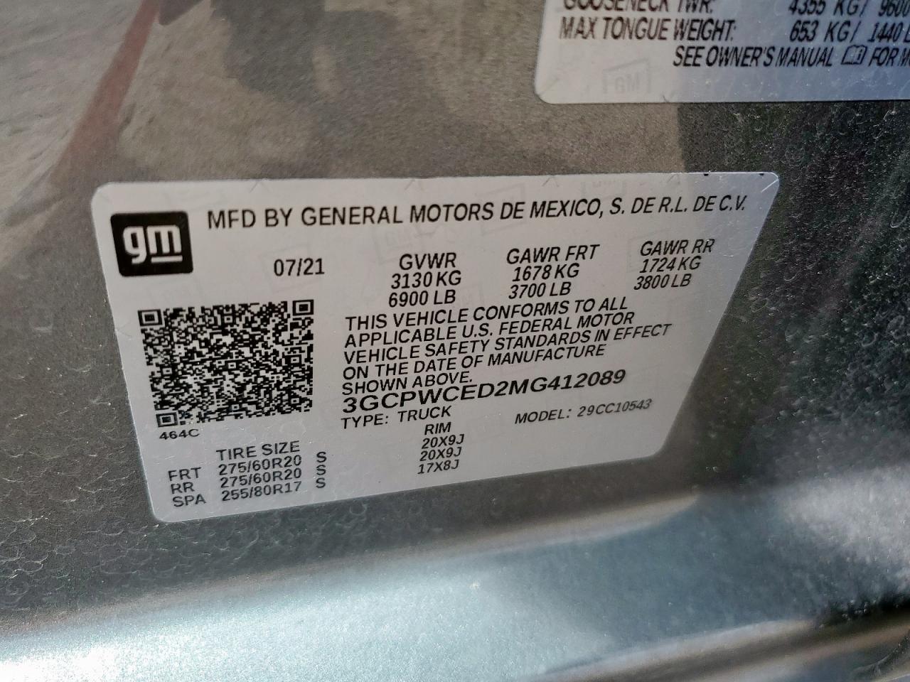 2021 Chevrolet Silverado C1500 Lt VIN: 3GCPWCED2MG412089 Lot: 81755215