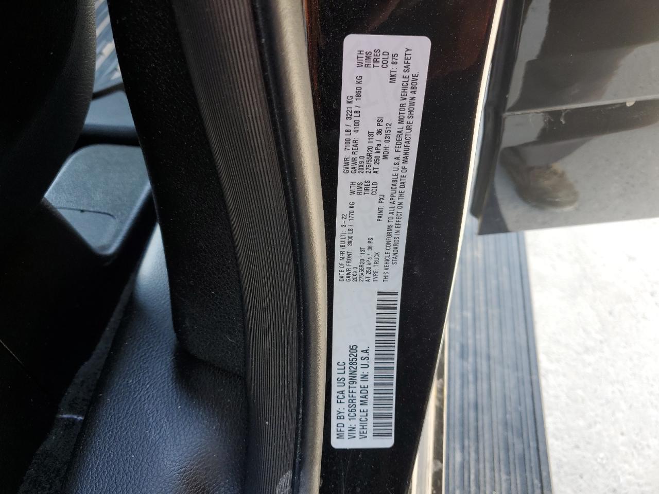 2022 Ram 1500 Big Horn/Lone Star VIN: 1C6SRFFT9NN285205 Lot: 71688335
