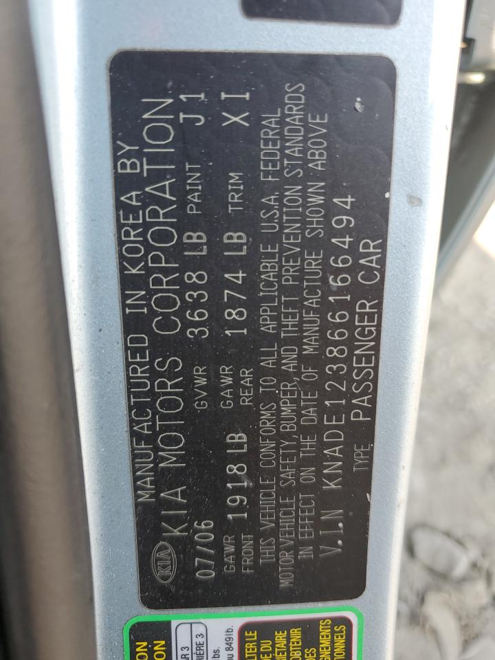 2006 Kia Rio VIN: KNADE123866166494 Lot: 80128755