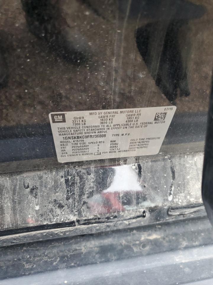 2015 Chevrolet Tahoe K1500 Lt VIN: 1GNSKBKC9FR736808 Lot: 82057335