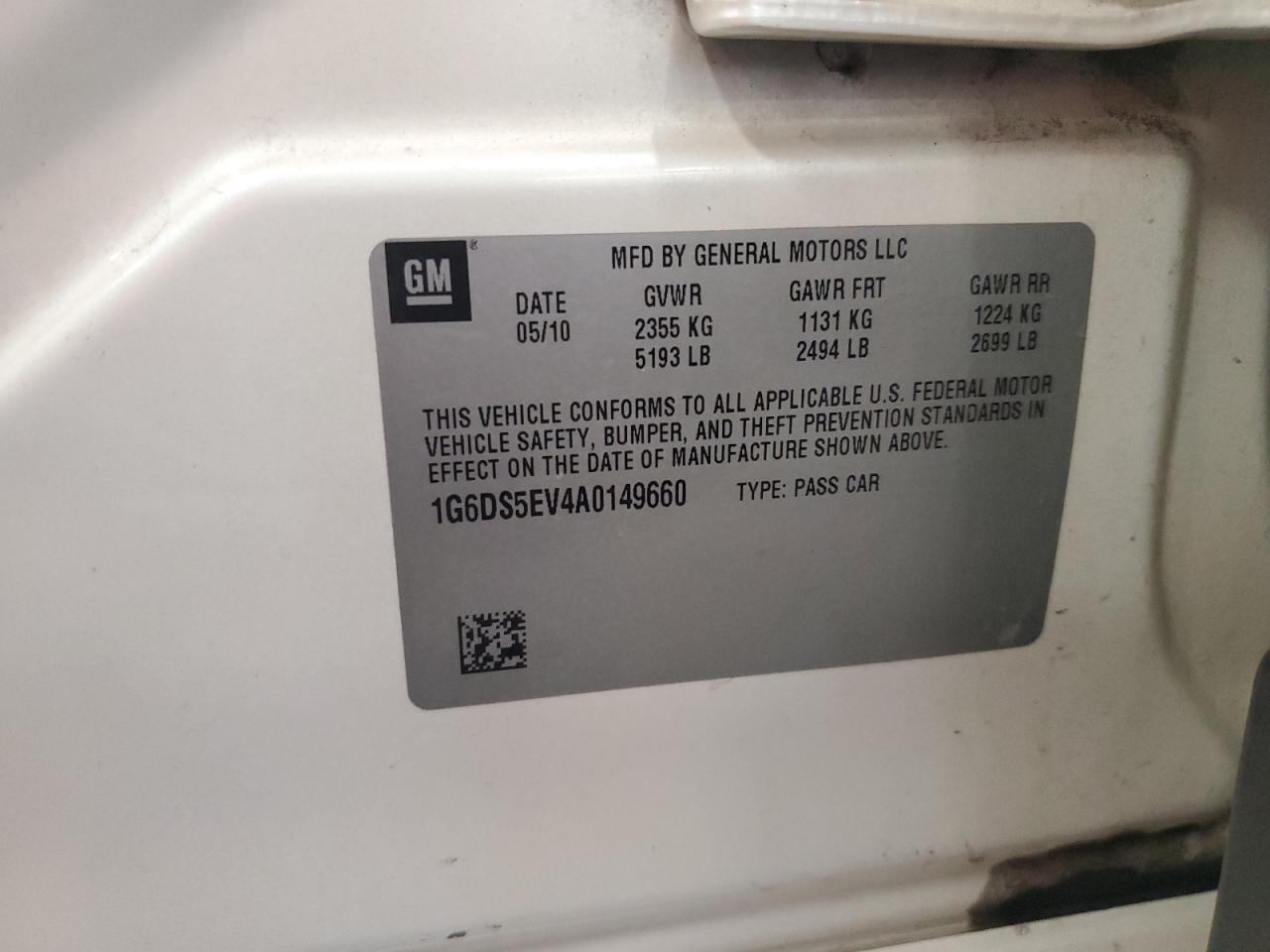 2010 Cadillac Cts Premium Collection VIN: 1G6DS5EV4A0149660 Lot: 80880515