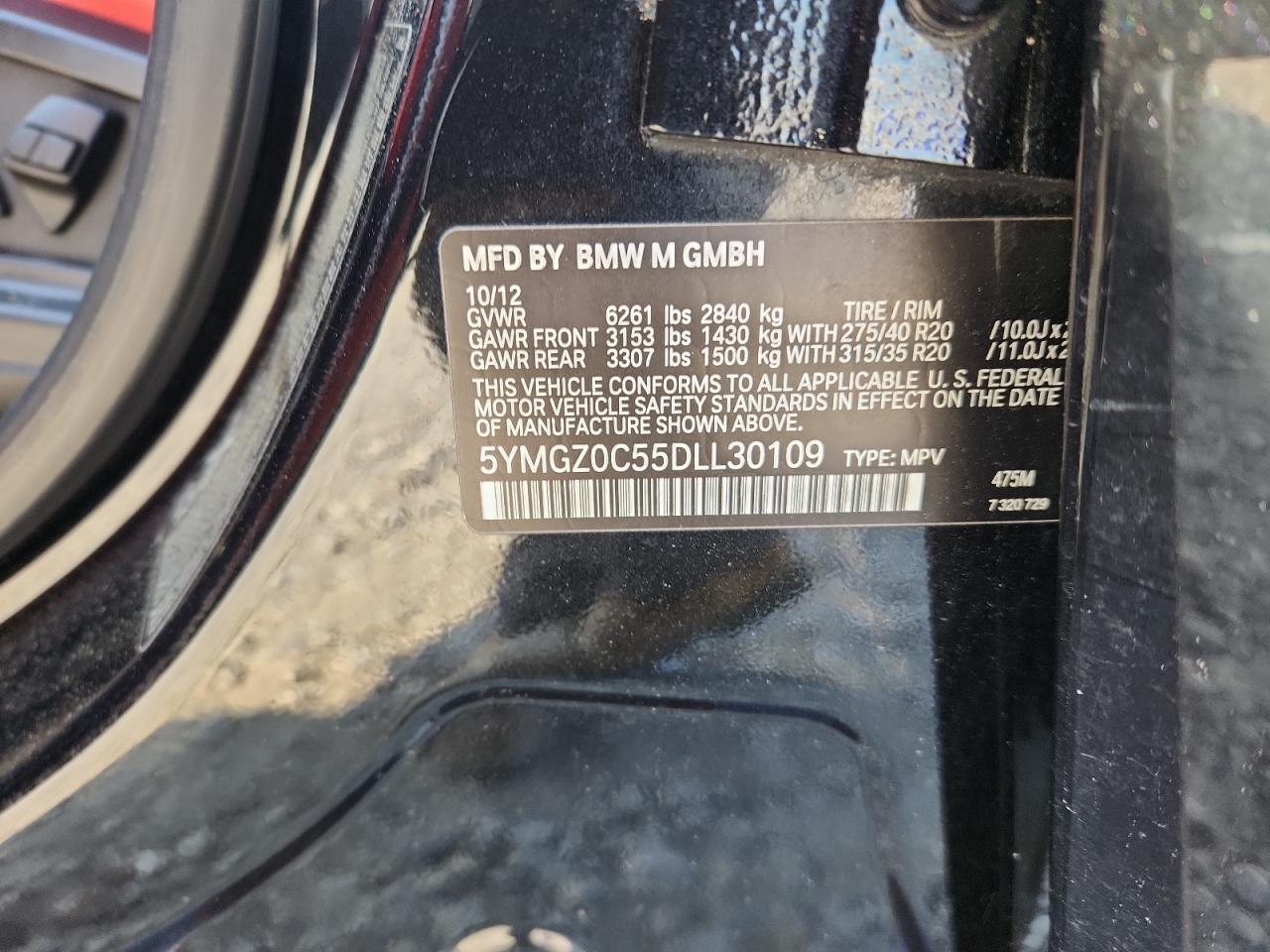 2013 BMW X6 M VIN: 5YMGZ0C55DLL30109 Lot: 80489555