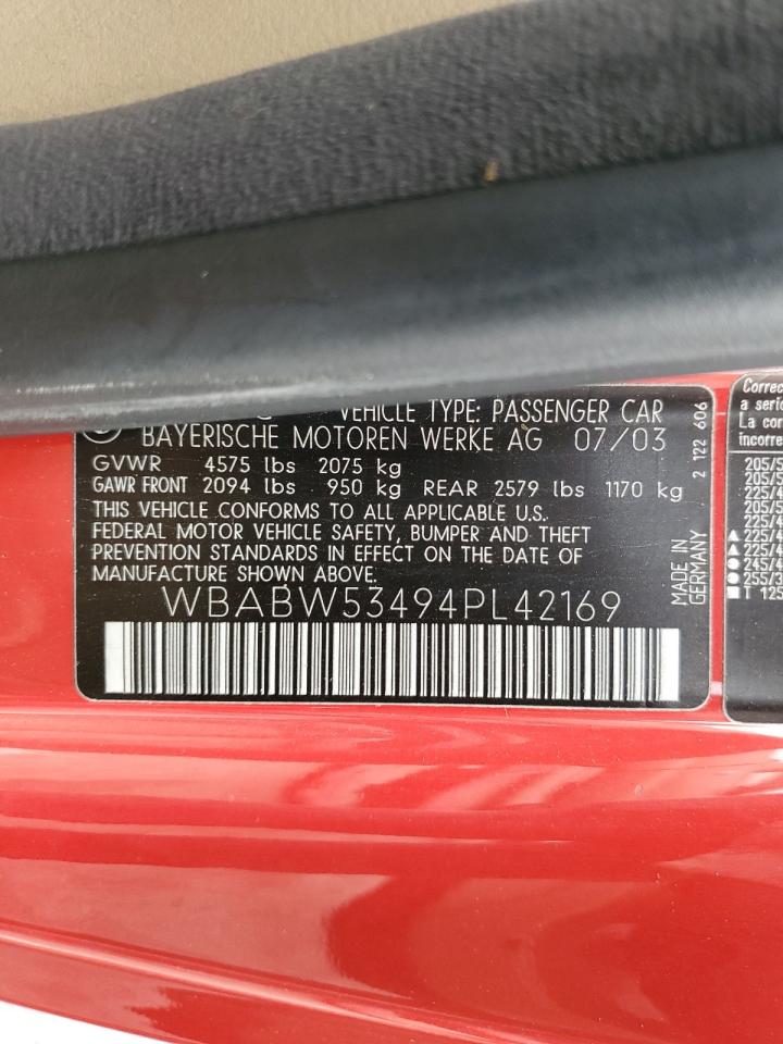 2004 BMW 330 Ci VIN: WBABW53494PL42169 Lot: 81244065