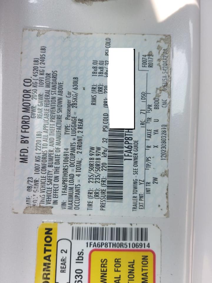 1FA6P8TH0R5106914 - 2024 Ford MUSTANG - #84179085