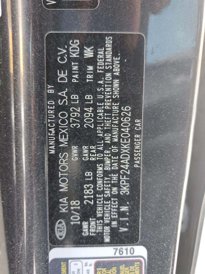 2019 Kia Forte Fe VIN: 3KPF24ADXKE040626 Lot: 83944345