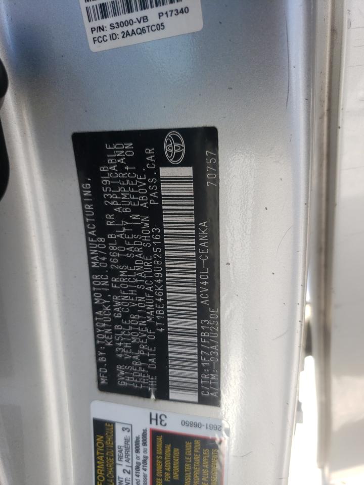 2009 Toyota Camry Base VIN: 4T1BE46K49U825163 Lot: 80511655