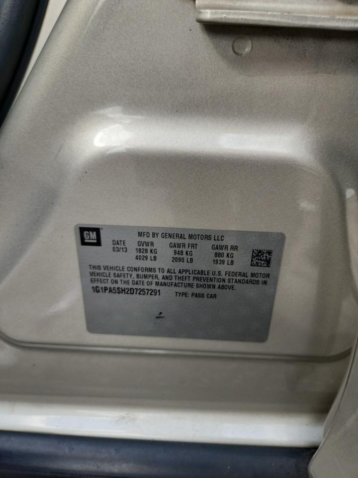 2013 Chevrolet Cruze Ls VIN: 1G1PA5SH2D7257291 Lot: 81487145
