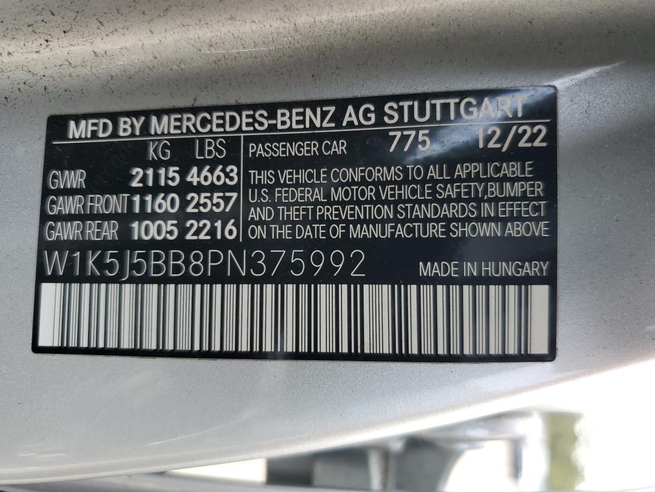 2023 Mercedes-Benz Cla Amg 35 4Matic VIN: W1K5J5BB8PN375992 Lot: 81869825