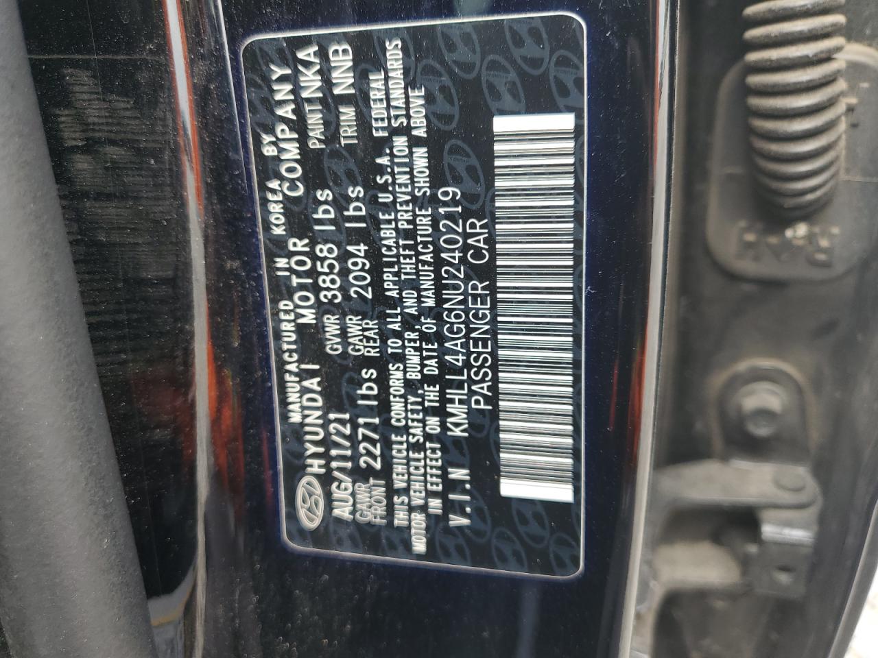 2022 Hyundai Elantra Se VIN: KMHLL4AG6NU240219 Lot: 71915585