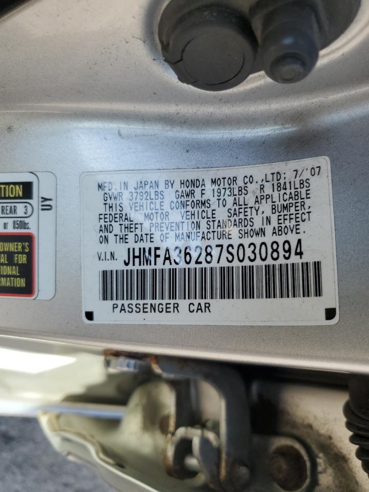 2007 Honda Civic Hybrid VIN: JHMFA36287S030894 Lot: 81107675