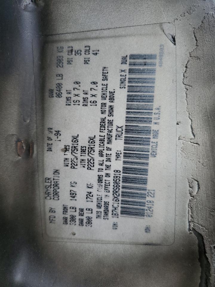 1994 Dodge Ram 1500 VIN: 1B7HC16X2RS605918 Lot: 84457755