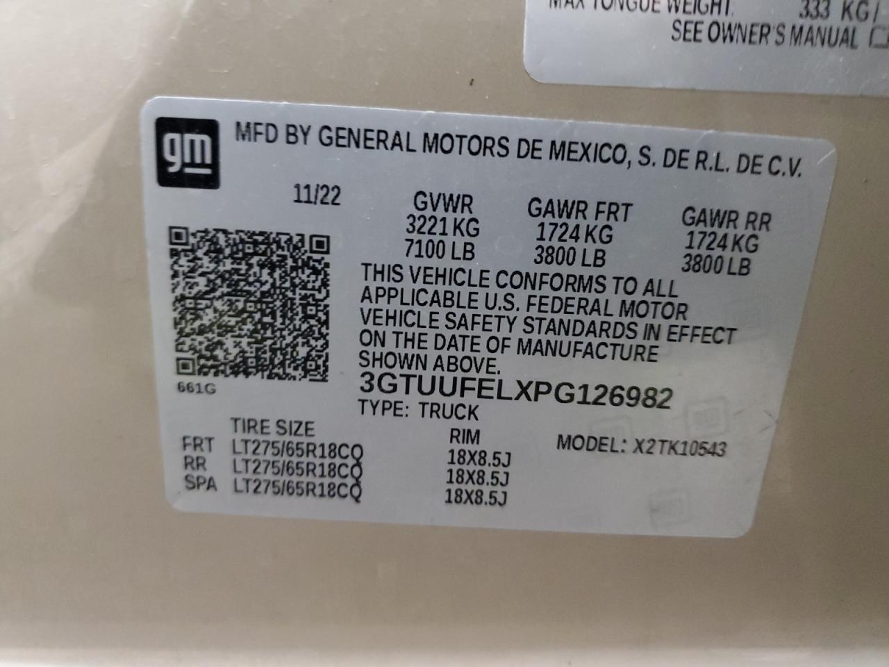 2023 GMC Sierra K1500 At4X VIN: 3GTUUFELXPG126982 Lot: 70182795